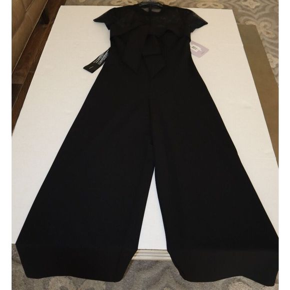 JS Collections 8642237 Women Sz 4 Black Illusion-Yoke Twist-Front Jumpsuit $228 - Picture 8 of 12
